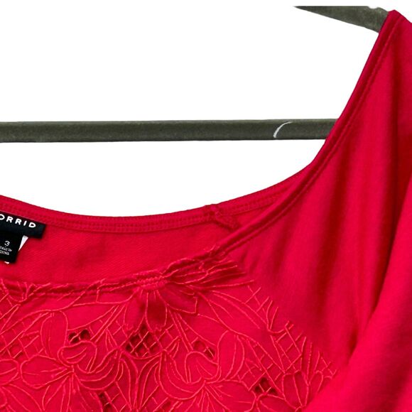 Torrid Off Shoulder Lightweight Embroidered Lace Top Red Women's Plus Size 3X - Picture 6 of 9